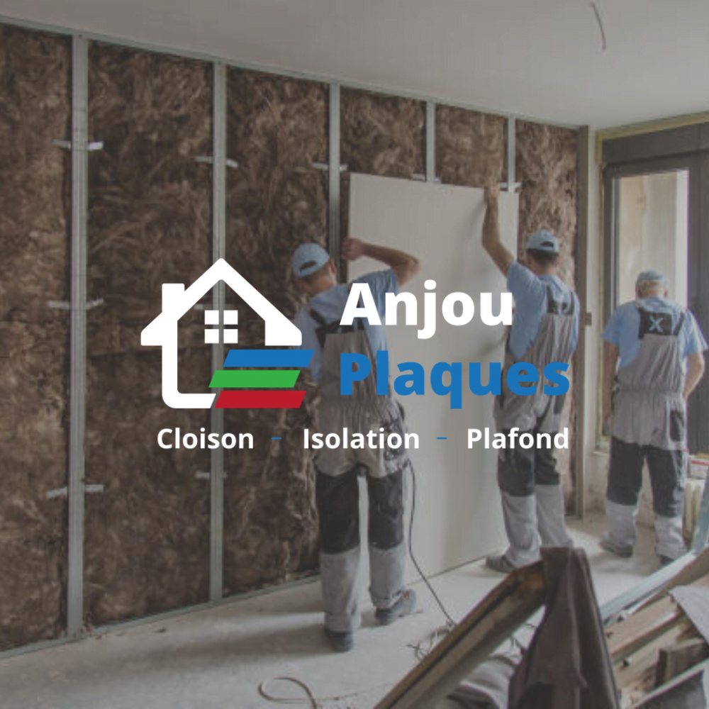 Équipe Anjou Plaques en pose de plaques de plâtre sur un chantier